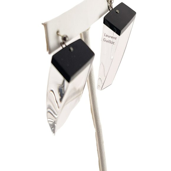 Laurent Guillot Lucite Clear Designer France Earrings Post Back - Picture 8 of 9